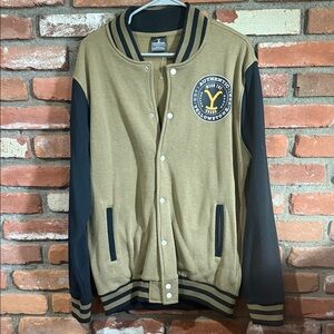 Yellowstone Men's Tan and Black Varsity Jacket